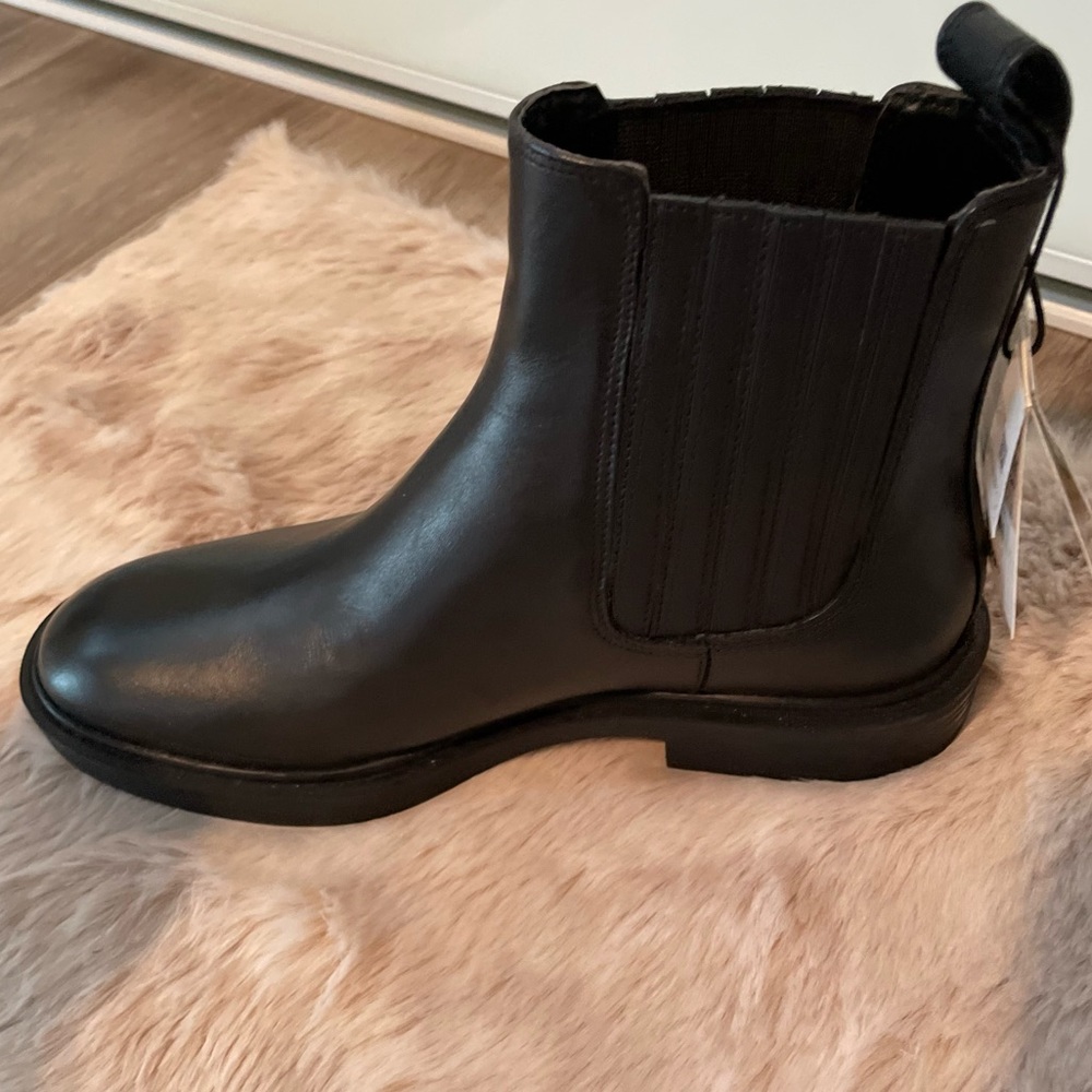 ZARA Leather Low Heel Ankle Boots - Picture 6 of 8